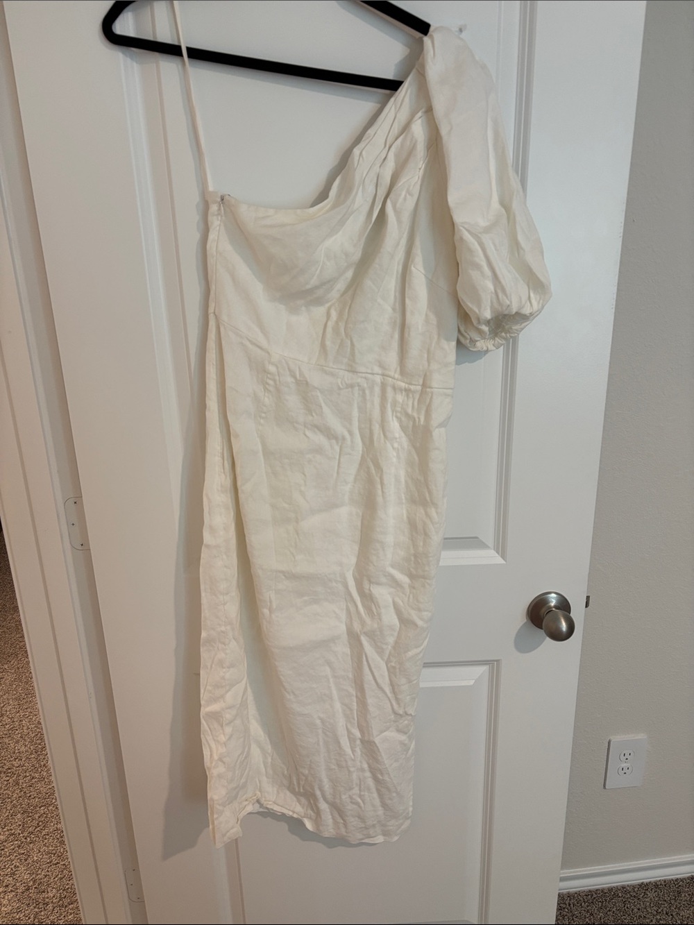 ANTONIO MELANI One-Shoulder White Linen Midi Dress